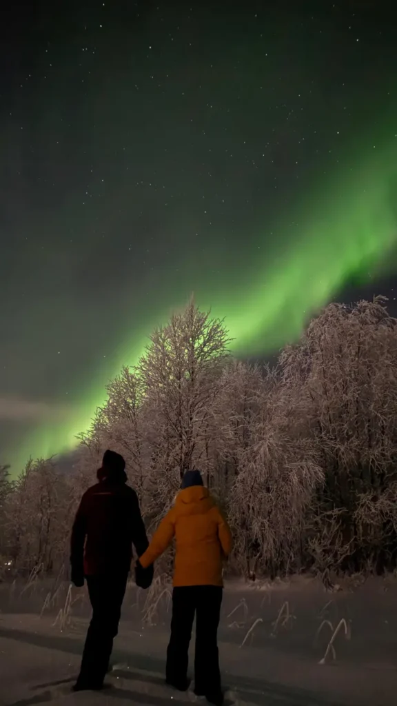 Noorderlicht spotten in Lapland in de winter